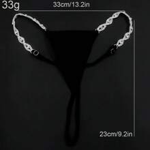 1 pieza Cadena corporal tanga sexual con forma de ojo con rhinestones plateados para mujer, para fiesta