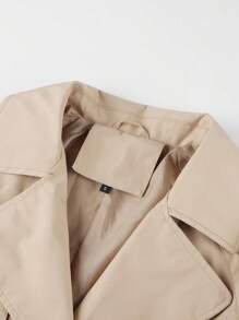 Damen klassischer Herbstmantel, Retro-Stil, minimalistisches Design, mit verstellbarem Taillengürtel und praktischen Taschen, geeignet für den Arbeitsweg und zum Schichten - Beige - Übersicht 7