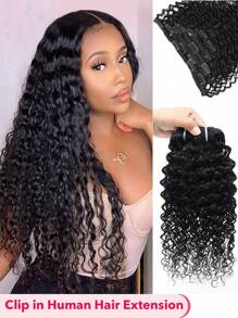 Deep Wave Clip In Hair Extensions Real Human Hair Deep Curly Clip Ins For Women 8 Pcs Brazilian Remy Human Hair Extensions With 18 Clips 100g - SNatural - View 2