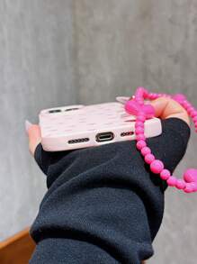 1 st. Grote roze hart- en roze hartvormige lanyard, compatibel met 16 Pro Max/16/16 Pro/15 Pro Max/15 Pro/15/14 Pro Max/14 Pro/14/13 Pro 13/12 Pro/12/11 anti-val 13 Pro Max/XR telefoonhoesje, zachte, volledige dekking voor meisjes