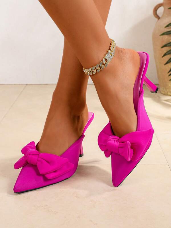 Sandalias de mujer de puntera puntiaguda, tacón alto, minimalistas, estilosas, cómodas, de color fucsia, elegantes, con cobertura de los dedos, adecuadas para fiestas, bodas, Día de San Valentín