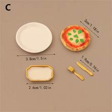 5pcs/Set Realistic Miniature Pizza Model Toys, Fruit Pizza Plate And Tableware Props For Photography Backdrop - Various - View 7