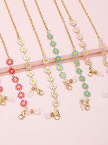 1 pieza Cordón versátil para mascarilla y gafas, diseño ligero y colorido con flores de margarita, cadena para sujetar la mascarilla - Flores - Ver 1