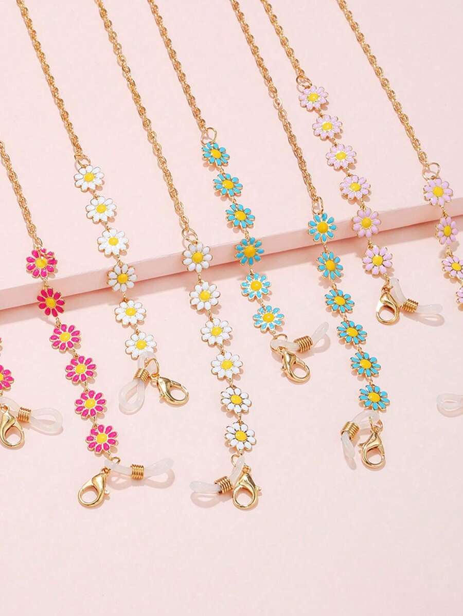 1 pieza Cordón versátil para mascarilla y gafas, diseño ligero y colorido con flores de margarita, cadena para sujetar la mascarilla - Flores - Ver 1