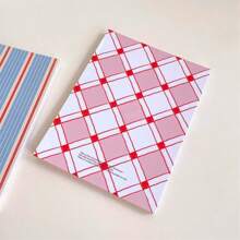 Cuaderno de estudiante con diseño geométrico de patrón de cereza, estilo INS, bloque de notas minimalista y antiadherente
