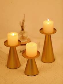 1 件/3 件复古金属烛台套装 - 12 英寸欧式锥形烛台，适用于婚礼中心装饰/浪漫晚餐，抛光表面的古董铁制桌饰，圣诞节和情人节的奢华礼物 - 金色 - 查看 4