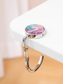 1 pieza Colgador de cartera para mujer - Colgador de bolso plegable, estilo retro, material de metal, patrón de cielo estrellado de noche, accesorio de moda/moda para mujer, elegante y portátil