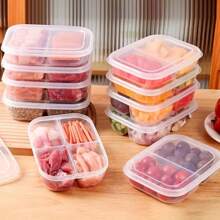 4pcs 2 Cell Food Storage Container With Soft Seal Lid - Reusable, Leak-Proof Refrigerator Organizer For Meat, Vegetables And Fruit - Perfect For Kitchen And Outdoor Picnics