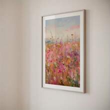 1 szt. Różowy wiosenny dziki kwiat botaniczny plakat artystyczny bez ramki nowoczesny współczesny styl - estetyczny kolorowy kwiat boho obraz na płótnie wydruk do wystroju Cottagecore, minimalistyczny kwiatowy obraz ścienny, poziomy wydruk artystyczny tuszem na powierzchni płótna