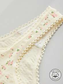 5pcs Women's Panties Set, Minimalist Cute Cotton Panties, Floral Hollow-Out Thong - Multicolor - View 6