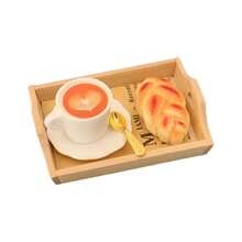 6 件套微型逼真食物玩具泡沫塑料咖啡杯、面包、托盘、餐具模型装饰 - 多款 - 查看 5