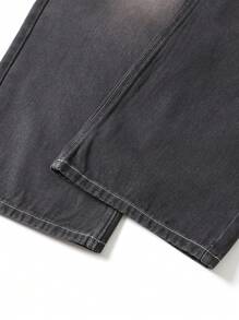 HEHCN Men's Relaxed Fit Distressed Vintage Washed Gray Straight Leg Casual Jeans, Wide Leg Pants, Suitable Gift For Husband/Boyfriend