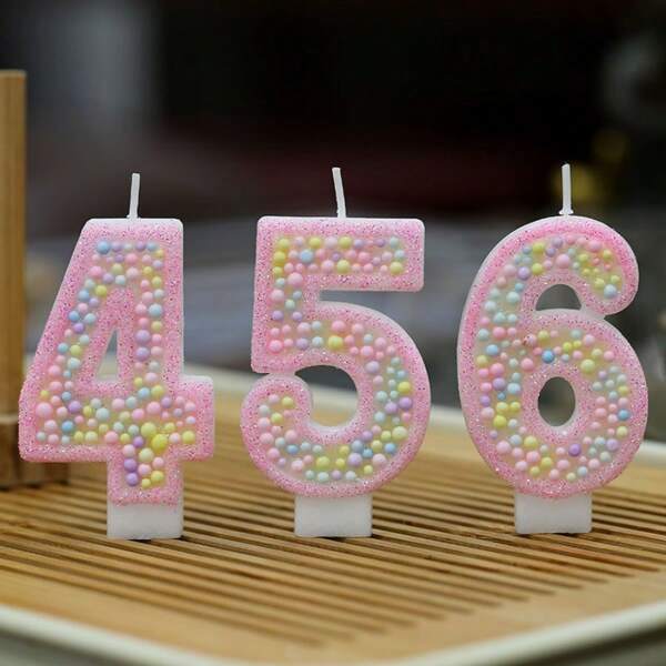 1pc Birthday Candles,0-9 Macaron Cake Candles Glitter Cake Decoration For Wedding Anniversary Birthday Party Gifts Graduation