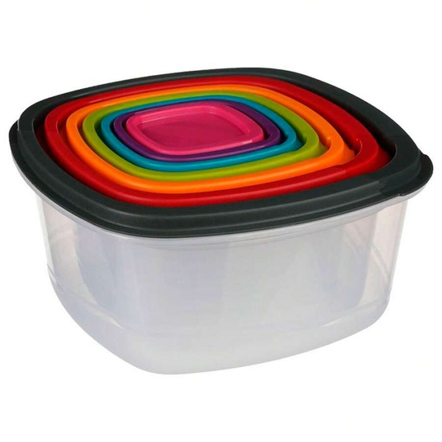 Five 7 件組五個方形食物儲存盒。 24/72 小時免費送貨。