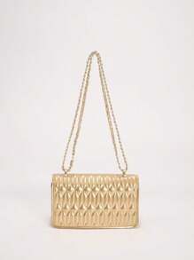 Bolso cuadrado a prueba de agua, ligero, de estilo empresarial casual, con cierre de giro metálico artificial de piel patentada acolchada con cadena para adolescentes, mujeres, estudiantes universitarios, principiantes y trabajadores de cuello blanco. Perfecto para la oficina, la universidad, el trabajo, los viajes, las salidas, el estilo urbano, el punk y el uso diario.