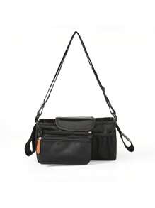 1pc Polyester Stroller Hanging Bag, Multi-Functional Mommy Bag, Stroller Organizer Bag With Bottle & Cup Holder, Baby Carriage Storage Bag, Blue - Multicolor - View 17