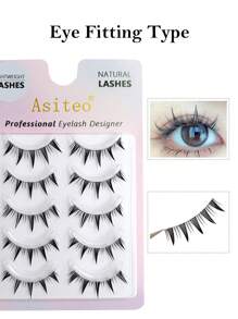 Asiteo 5 Pairs Cartoon Style False Eyelashes, Full Strip Demon Manga Style False Lashes, Anime Character Cosplay False Eyelashes, Transparent Lash Band - Black - View 5