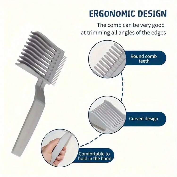 Men's Long Handle Cutting Comb, Gradient Styling Taper Comb, Hairdressing Shear Comb For Home Haircut - Multicolor - View 3
