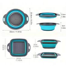 1/2pcs Foldable Drain Basket, Portable Vegetable Washing Basket, Square & Round Expandable Water Filter Basket, Fruit And Vegetable Washing Bowl, Kitchen Supplies