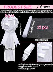 6 件/4 件/2 件 47 英寸（约 120 厘米）大型欧根纱蝴蝶结婚礼过道装饰，适合新娘送礼会、周年纪念、母亲节（白色）