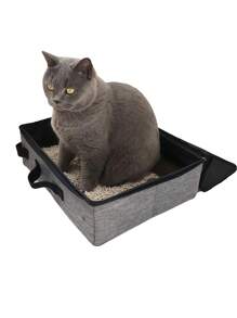 便携式可折叠猫砂盆带盖、手柄和猫砂盘，轻便旅行猫砂盆，猫和小猫必备 - 彩色 - 查看 17