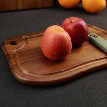 1pc Acacia Wood Outdoor Cutting Board, Portable Camping Chopping Board, Small Kitchen Cutting Board With Hanging Hole And Juice Trough, Can Cut Meat, Vegetables, Fruits, Bread, Perfect Kitchen Tool For Outdoor & Camping