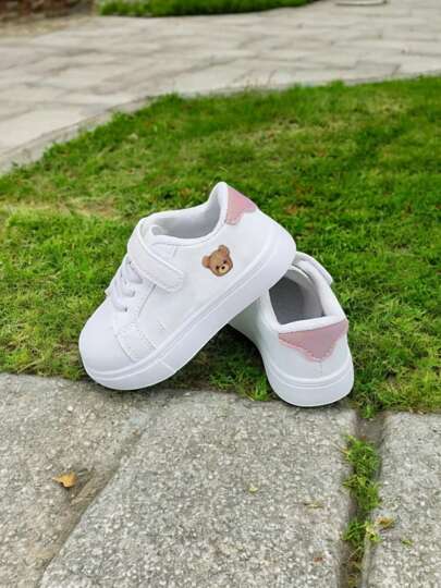 Zapatos Casuales de Dibujos Animados de Oso para Niños - Correa de Cierre de Gancho y Bucle Fácil, Bajo, Material Duradero de PU y PVC, Forro de Tela Suave para Niños y Niñas