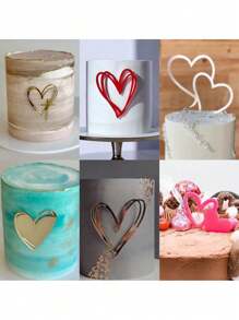 Set de 10 decoraciones de pastel acrílicas en forma de corazón, artículos de fotografía para cumpleaños