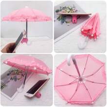 1pc Lace Sun Protection Umbrella With Silicone Suction Cup Phone Holder - Multicolor - View 5