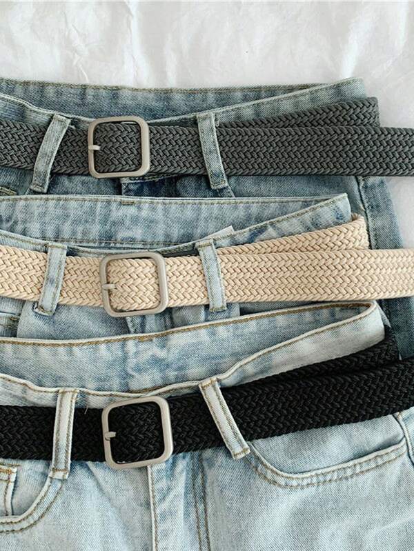 4/3/1 Classic Casual Black Elastic Webbing Sports Enthusiast Versatile Belt For Men Suitable For Casual Pants And Jeans Summer, School Fall, Autumn, Halloween