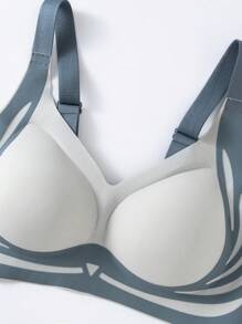 yalisi 4pcs Plus Size Women's Wireless Contrast Color Bras, Minimalist Design For All Seasons - Multicolor - View 10