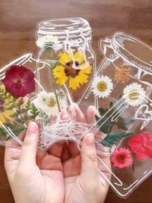 1 st. 20 st. Willekeurige 5 stijlen handgemaakte geperste droge bloemen blad transparante bladwijzers, creatieve lente in een fles bladwijzers
