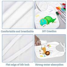 Bộ trang trí yếm 23 món DIY, tỏa sáng tại tiệc mừng em bé chào đời. 10 yếm, 5 mẫu, 8 bút đánh dấu, trò chơi tiệc tùng, đơn giản và vui nhộn, quà tặng tuyệt vời cho tiệc mừng em bé chào đời - trắng - Xem 6