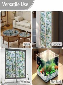 1roll 3D Stained Glass Privacy Window Film Rainbow Green Leaves Glass Door Film Static Cling Window Cling Covering Tint Anti UV Heat Control For Home And Office Room Decor Home Decor Wall Decor Bathroom Decor Bedroom Decor Room Decoration Stuff Living Room Decor House Decor Home Decor Living Room Wall Art Wall Paper Stickers