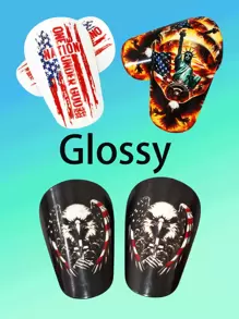 1 Pair 10*6cm Glossy Football Shin Guards, Customizable With Name/Pattern, Compact & Convenient Impact Protection, Personal Sports Equipment - Black - View 2