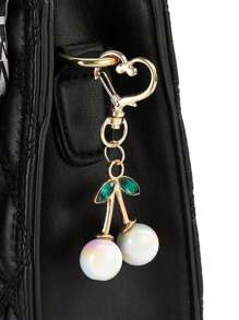 心形镶钻樱桃钥匙扣，创意红樱桃形锌合金钥匙圈，时尚水果风格珠宝配饰，可作为女士包包或汽车钥匙，生日/派对礼物，适合日常使用，可爱情人节情人 - 彩色 - 查看 2