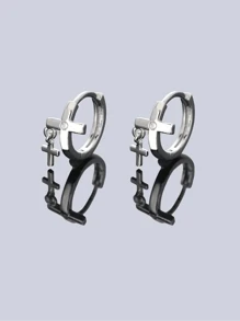 1 par de brincos da moda, primavera/verão, estilo casual e descolado com sobreposição em forma de cruz, adequado para uso diário masculino, passeios, trabalho, um ótimo presente de aniversário para amigos