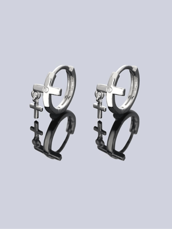 1 Pair Fashion Earrings, Spring/Summer , Cool And Casual Cross-Shaped Overlay Style, Suitable For Men's Daily, Outing, Work Wear, A Great Birthday Gift For Friends