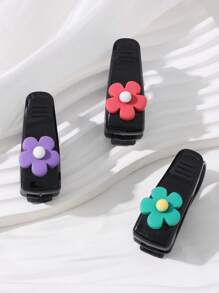 1pc Cute Flower Car Visor Clip, Multifunctional Sunglasses Holder, Sun Shade, Card/Receipt Clip