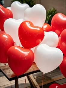 10/30pcs Red & White Heart Shaped Balloons Set For Weddings | 10 Inch Romantic Love Balloons, Valentine's Day, Anniversary Party Decor | Premium Latex With Double-Sided Design (Wedding Season Collection)