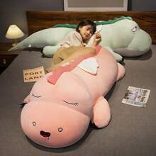 1pc Oversized Cute Long Dinosaur Plush Doll, Children Sleeping Companion Soft Stuffed Dragon Pillow, Gift For Halloween, Christmas, New Year, Home Bedroom Sofa Decor, Party Decoration - 彩色 - 查看 6