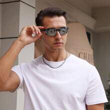 DUCO Mens Sports Polarized  UV Protection  For Men 8177s - Black Frame Revo Silver Lens - View 2