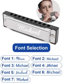 1pc Custom Engraved Blues Harmonica, 10 Hole C Key With Case, 10x2.7cm, Personalized Name Mouth Organ, For Professional Player, Beginner, Students And Gifts For Adults, And Friends - Musical Instrument Keepsake,Children's Birthday Gifts, Children's Day Gifts, Kids Gifts, Back To School,Chic Autumn,Kids,Customized Kids Growth Souvenirs,Christmas Gift Supplies - Multicolor - View 6