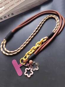 1 件双星吊饰链编织腕带/挂绳，长款斜挎手机挂绳，带手机支架，高端时尚男女通用户外便携肩带 - 彩色 - 查看 16