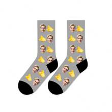 1 Pair Customized 3D Digital Heat Transfer 360° Print Face Pattern Mid-Calf Socks, Pineapple Design, Personalized, Comfortable Breathable Fashion Streetwear Socks, Suitable As Friends & Family, Couple, Holiday, Vacation Gift - Multicolor - View 8
