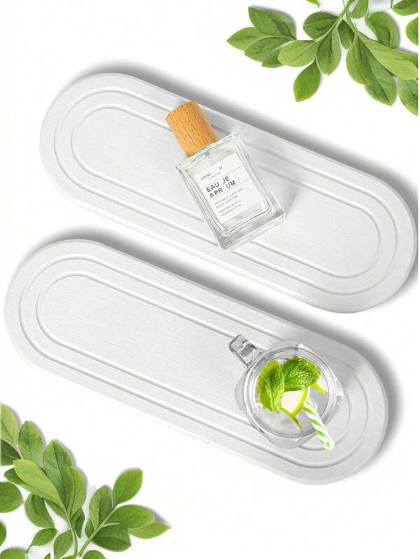 2PCS Water Absorbing Stone Tray, Fast Drying Diatomite Stone Sink Tray, Water Absorbent Diatomite Coasters, Stone Soap Tray For Kitchen Sink, Bathroom Counter Hand Soap Dish Toothbrush Holders,Storage And Organization,Toothbrush Holder,Bathroom Accessories,Bathroom Decor,Kitchen Decor