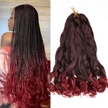 French Curly Braiding Hair 22 Inch Bouncy Loose Wave Crochet Braids Hair For Braids Synthetic Hair Extentions For Women