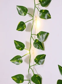 1 Dây đèn LED hình lá màu xanh lá cây dài 2m, 5m, 16.4ft, 10m, 32.8ft, chạy bằng pin, thích hợp trang trí phòng, sinh nhật, sân vườn, nhà cửa, phòng ngủ, đám cưới (Không bao gồm pin) - Dây đèn lá củ cải xanh - Xem 9