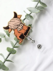 1 件棕色西部复古向日葵牦牛公牛头牛护士伸缩徽章卷轴带夹闪闪发光亚克力徽章卷轴礼物送给牛工人的小礼物 - 卡其色 - 查看 5