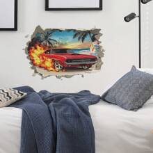 1pc Flame Car Mural Wall Sticker For Bedroom, Living Room, Entryway, Wardrobe, Dorm Room, Home Decor, Suitable For Men Room Decor Wall Decor Bathroom Decor Bedroom Decor Room Decoration Stuff Living Room Decor House Decor Home Decor Living Room Wall Art Wall Paper Stickers Personalised Stickers